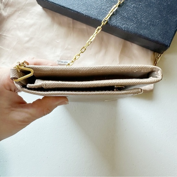 PRADA Saffiano Metal Bar WOC Chain Wallet in Cammeo - Picture 5 of 13